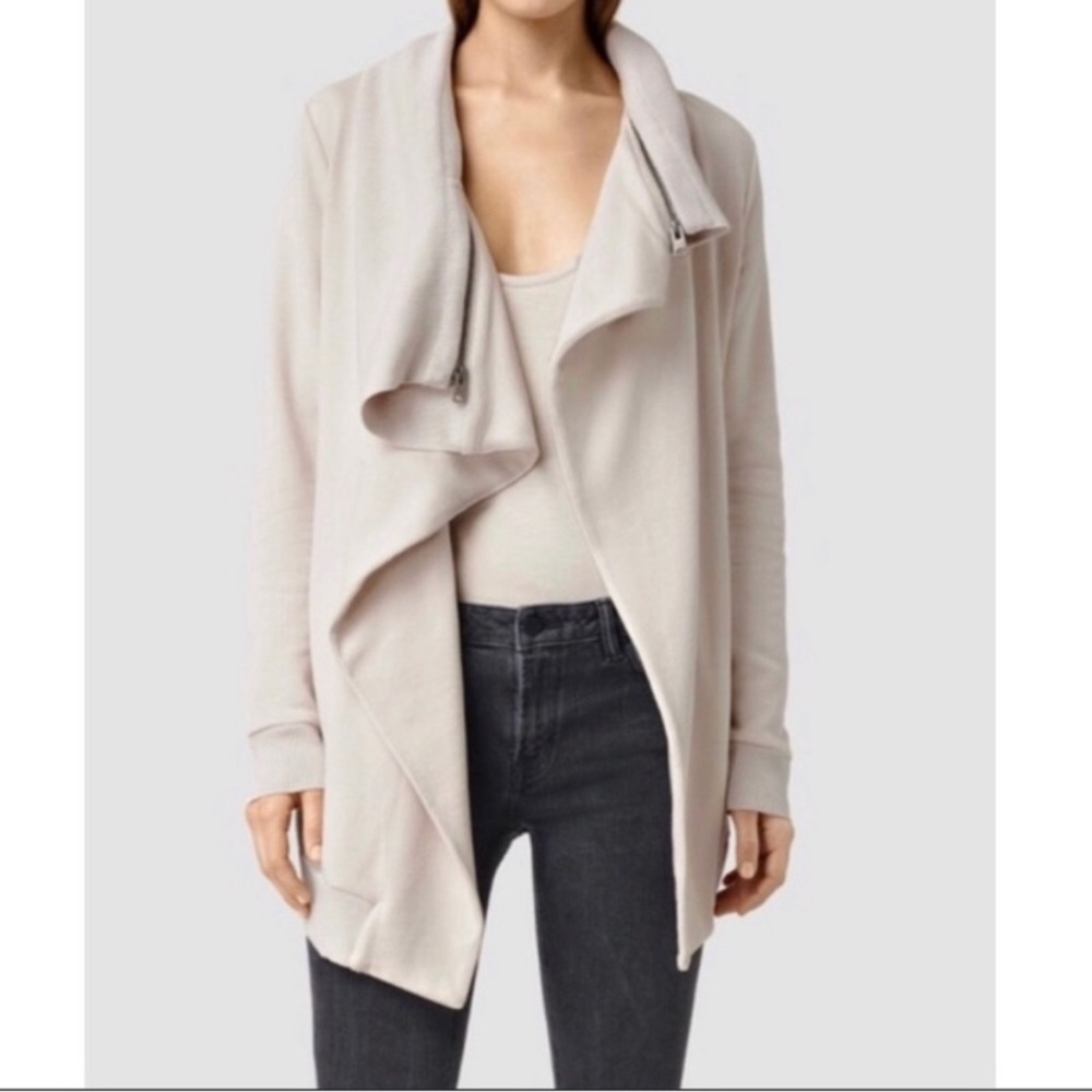 All Saints Dahlia Draped Sweatshirt Cardigan